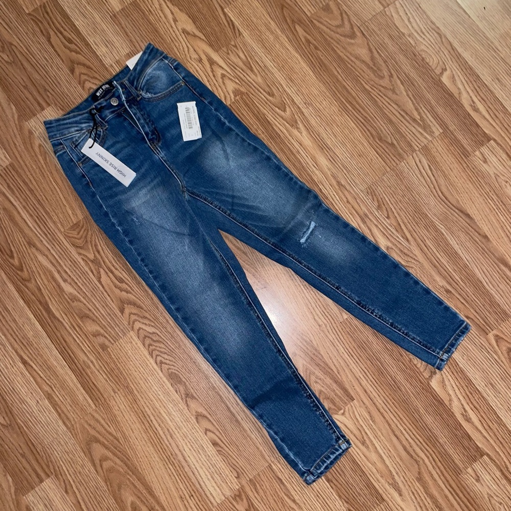 Dark blue faded skinny jeans